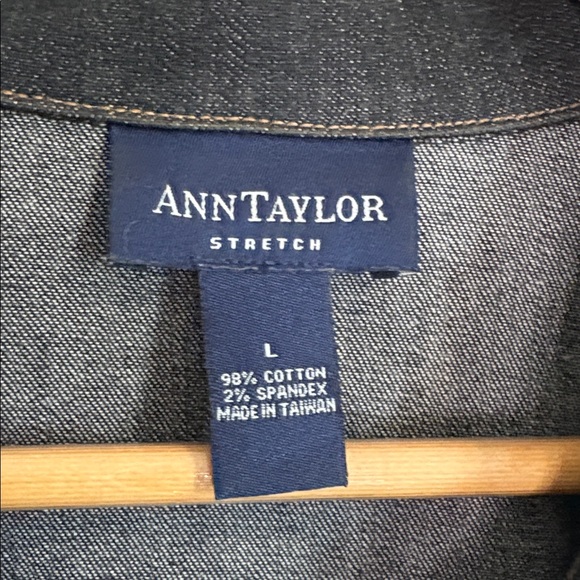 Ann Taylor Denim Jean Jacket Black Vintage Size Large - Picture 4 of 12